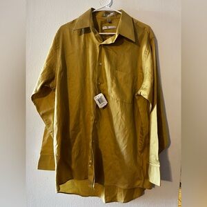 NWT Geoffrey Beene Mustard Button-Up Shirt Men’s Size 16 1/2 34/35